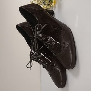 Fitzwell Brown Lace Up Leather Heels - Size 10